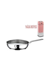Resim Çelik Tava 26x6 Cm Ve Pembe Sosluk Yağlık Gri 