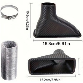 Resim Chuangyinshop Modifiye Karbon Fiber Kare Ağızlı Universal Hava Emiş Borusu 