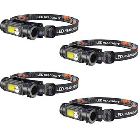 Resim Yaleker 4 Adet Ayarlanabilir Led Kafa Lambası - 180 Dönebilir, Uzun/yakın Işık, 30m Menzil Siyah 