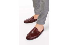 Resim Gondol Erkek Deri Damat Ev Terliği KAYAŞ.105 - Bordo - 40 
