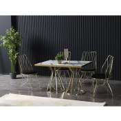 Resim Ressa Home Eliza 4 Kişilik Beyaz Mermerli Mutfak Masası Takımı-Gold Baklava 80X120 cm 