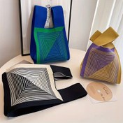 Resim Moda Örme Çanta, Trendy Örgü Hobo Çanta, Kadınlar için Rahat El Çantası ve Bilek Çantası 