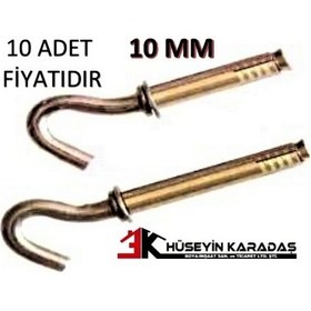 Resim Meridyen Kancalı Açık Gömlek Çelik Dubel 10 Mm 10 Adet 