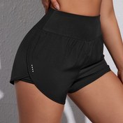 Resim Kadınlar için Yüksek Bel Yoga Şortu, Fitness Taytı, Nem Çeken, Nefes Alabilen ve Esnek 