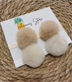 Resim Kız Çocuk bebek 2'li Peluş Ponpon Bandana Seti 