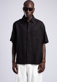 Resim Yazı Detaylı Keten Gömlek 