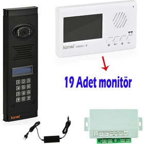 Resim konwi intercom Görüntülü Diafon Seti Apartman Tpi 19 Daire Set Vsions 4,3 Monitör Zil paneli şifreli Kameralı 60w 