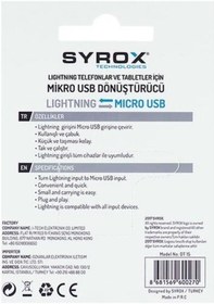 Resim Syrox Micro Usb Den Apple Uyumlu iPhone Lightning Ye Dönüştürücü Dt15 N11.37974 