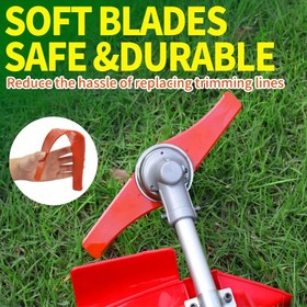 Resim Benzinli Ot Biçme Makinesi Plastik Bıçakları - Dayanıklı 2 Dişli 30,48 cm Çim Biçme Makinesi Yedek Fırçaları, Çim Kesme ve Çim Kenarları İçin Esnek ve Güvenli Yumuşak Bıçaklar 