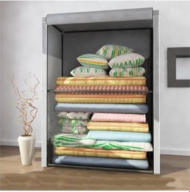 Resim Bez Dolap Yorgan Hurcu Metal Profilli Yorgan Hurcu Portatif Bez Dolap Metal Profilli Yüklük Gri 