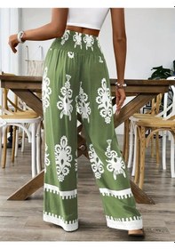 Resim Soonaksesuar Kadın Yüksek Bel Büzgülü Etnik Desen Baskılı Süprem Pantolon Altın 