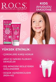 Resim R.O.C.S. Kıds 3-7 Yaş Ahududu Smoothıe Tadında Florürsüz Diş Macunu 45g 