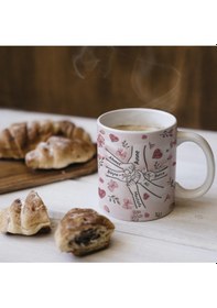 Resim Anne Çocuklara Özel İsim Yazılabilen Kalp Ve Kurdele Pembe Kupa Bardak - Anneler Günü Hediye Beyaz 