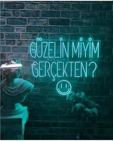 Resim Dekoraven Güzelin Miyim Gerçekten Yazılı Neon Led Tabela(65X55Cm), güzelravturk 