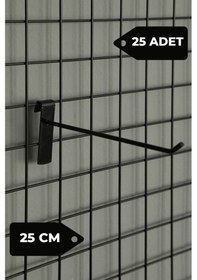 Resim 25 Cm 25 Adet Siyah Tel Pano Kancası Raf Askısı Siyah 