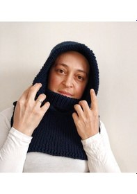 Resim Kemzey Handmade El Yapımı Balaklava, Örgü Şapkalı Boyunluk , Yünlü Şapka Siyah 