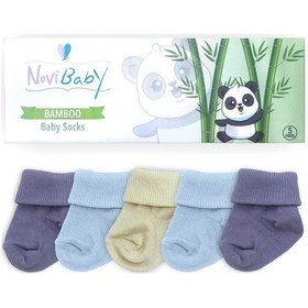 Resim Novibaby 5'li Bambu Yenidoğan Bebek Çorabı I Rainy I 0-6 ay "Karışık Renkli" 