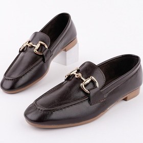 Resim Muggo Stride Metal Tokalı Kadın Günlük Loafer Ayakkabı Kahverengi 