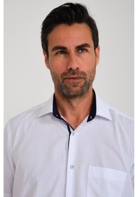 Resim Erkek Klasik Kısa Kol Neon Nokta Armür Hediye Kutulu Gömlek - Bey Beyaz 