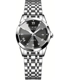 Resim Fochsia Lıge Sade Genç Takvimi Kolsaatı Çelik Bileklik Silvery Black Şık Ve Tarz Diğer 