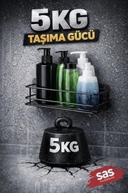 Resim Sas Haus Ömür Boyu Paslanmaz Banyo Mutfak Rafı Şampuanlık Banyo Düzenleyici Siyah Tş-01 