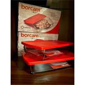 Resim Kırmızı Kapaklı Borcam Saklama Kabı 1320 cc 2'li Avantaj Paketi 