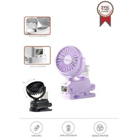 Resim Torima F-14 Mor Dijital Ekranlı Şarjlı Su Kapasiteli Mini Masa Fan Vantilatör 