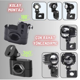 Resim Motosiklet Gidon Koruma Demiri Sis Farı Montaj Ayağı 2 Adet Alüminyum Braket 18-32mm Ayarlanabilir 