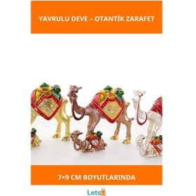 Resim Swarovski Taşlı Yavrulu Deve Figürü 7x9 Cm Dekoratif Aksesuar 1 Adet 