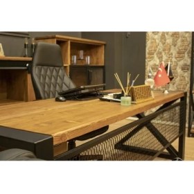 Resim Deryawood Masif Ahşap Çalışma Odası Takımı -140 cm masa+keson+sehpa 