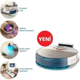 Resim Philips Premium Aqua Islak ve Kuru 7000 Serisi Temizlik Robotu, 5200 Mah Li-Ion Pil, Tek Şarjla 180 Dakikaya Kadar Temizlik, 5000 Pa Emiş Gücü, Lidar, EPA11 Filtre, Luciole Lambader Hediye 