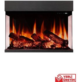 Resim Laden 70 Elektrikli Şömine - 3 Tarafı Cam Çerçeveli, Isıtıcılı, S 