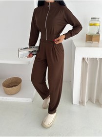 Resim winmoda KADIN EŞOFMAN TAKIMI - GÜNLÜK TAKIM - GENİŞ MANŞETLİ FERMUARLI ALT ÜST TAKIM-2576 