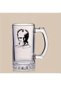 Resim Atatürk Tasarımlı Arjantin Bira Bardağı Kulplu Bardak 