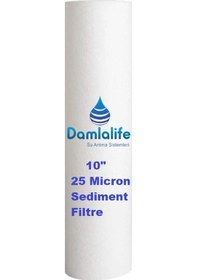 Resim Damlalife 10"Inç 25 Micron Sediment Spun Elyaf Filtre 50 Adet 
