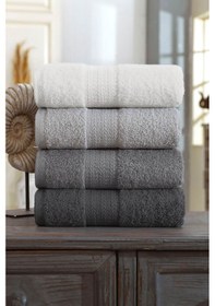 Resim 4 Lü El Yüz Havlu Seti %100 Pamuklu 50x85 Cm Rainbow Antrasit 