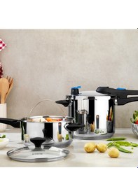 Resim Schafer Gusto Chef 2'li Düdüklü Tencere Seti 4+7l 4 Parça İnox Gümüş 
