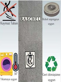 Resim Raschel Carpet Geometrik Desenli Kahverengi Kaymaz Taban Kalın Peluş Halı - Yolluk 