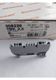 Resim Klemsan 2,5mm2, Yay bağlantılı, 1 giriş 1 çıkış geçiş klemensi, 