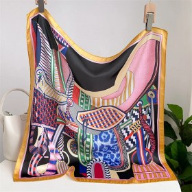 Resim Fernca1 Çizgili Eşarp Ipek Eşarp 70CM Küçük Kare Kafa Bandı Saç Türbanı Kravat Çanta (Yurt Dışından) 