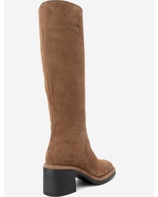 Resim Luvi Shoes Fros Taba Süet Hakiki Deri Kadın Kalın Topuklu Çizme Taba 