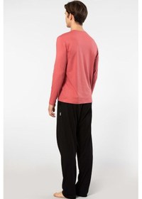 Resim Cacharel Erkek Bisiklet Yaka Uzun Kollu Modal Pijama Takımı 2244/mercan Mercan 
