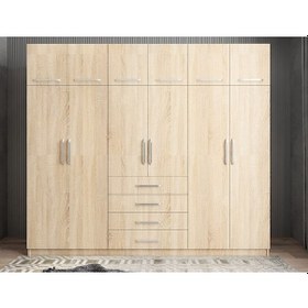 Resim Biray 6 Kapaklı Gardırop Dolap Meşe 208 Cm Montaj Dahil 