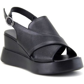 Resim Albini 10242 Hakiki Deri Kadın Sandalet - Siyah 