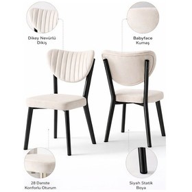Resim Kaffahome Nais Serisi Modern , Metal İskelet Ergonomik Yemek Odası Ve Mutfak Sandalyesi - Babyface Kumaş 4 Adet Cappucino Cappuccino 