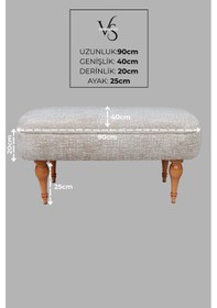 Resim Dikdörtgen Puf Callısto İthal Kadife Kumaş Klasik Ahşap Ayaklı Modern Tasarım Açık Bej 