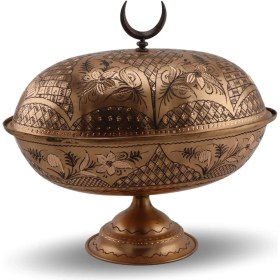 Resim Sonay Bakırcılık Gül Çiçek Eskitme Bakır Gondol Şekerlik 30 Cm 