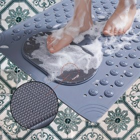 Resim Evde kullanılan üç renkli banyo matı, duşta kaymaya karşı tasarlanmış, tuvalet ve banyoda da kullanılabilir, ayrıca banyo ve masaj için de uygundur. 