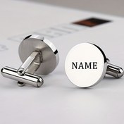 Resim 1 çift Erkeklerin Kişiselleştirilmiş Kol Düğmeleri, Paslanmaz Çelik Yuvarlak Gömlek Kol Düğmeleri, Düğün Takı Hediyeleri 