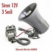 Resim gürler oto kılıf ve aksesuar Carub Siren 12v 3 Sesli Elektronik Mikrofon Karbon Br2744001 